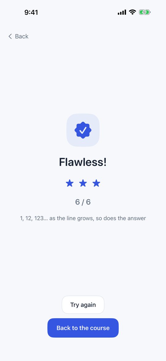 Practice result: Flawless, three stars