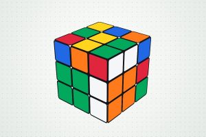 첫 층을 맞추는 중인 3×3 루빅스 큐브