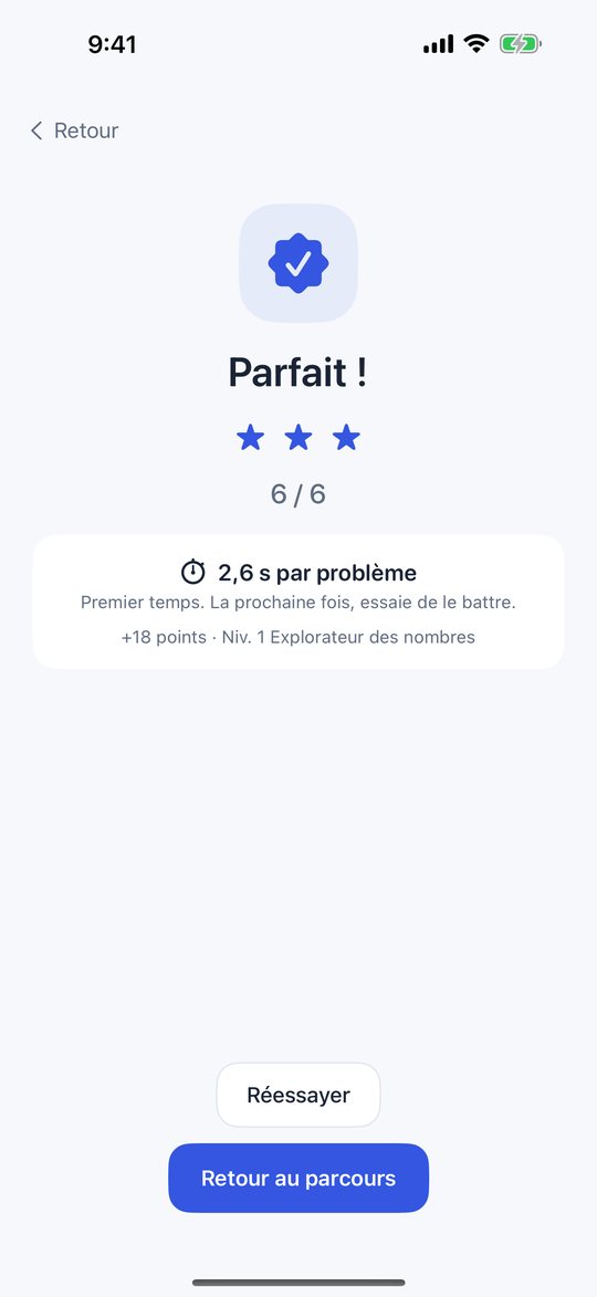 Résultat de l’entraînement : Parfait, trois étoiles